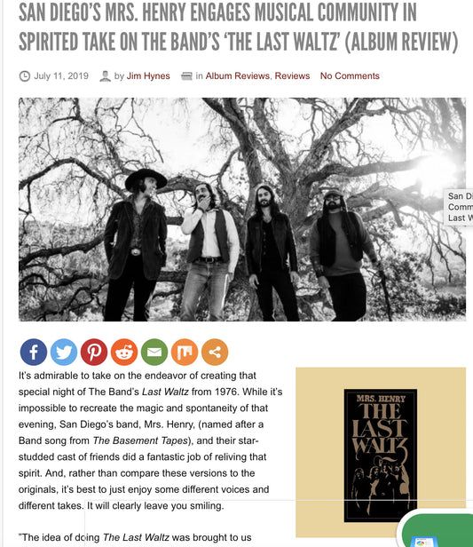 Glide Magazine Review - Mrs. Henry presents THE LAST WALTZ