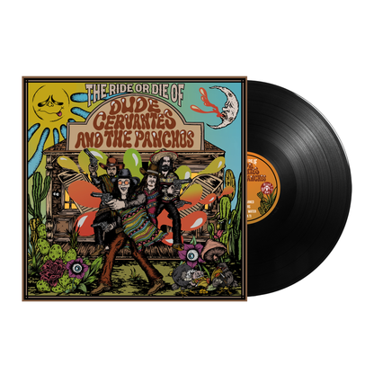 Vinyl LP of Dude Cervantes & The Panchos – The Ride or Die, artwork by Nik Gernert