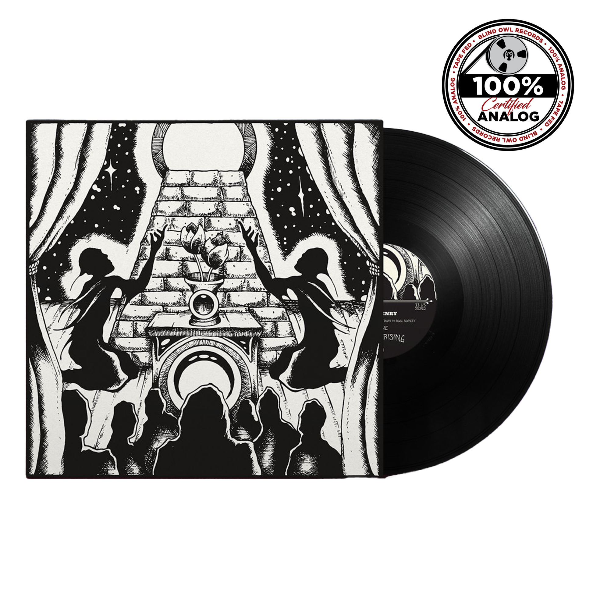 Vinyl LP of Mrs. Henry’s Act I – The Sex Sells, Love Drugs, Rock N Roll Society, produced by Dude Cervantes, artwork by Alan Forbes.