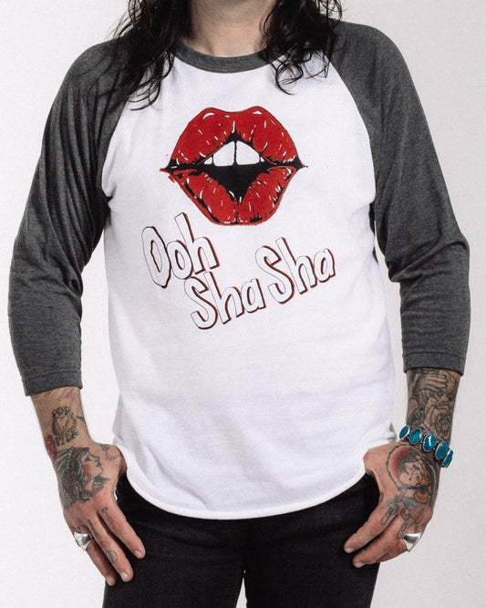 Mrs. Henry Ooh Sha Sha raglan baseball tee inspired by Feel Free album, artwork by Dani Knapp