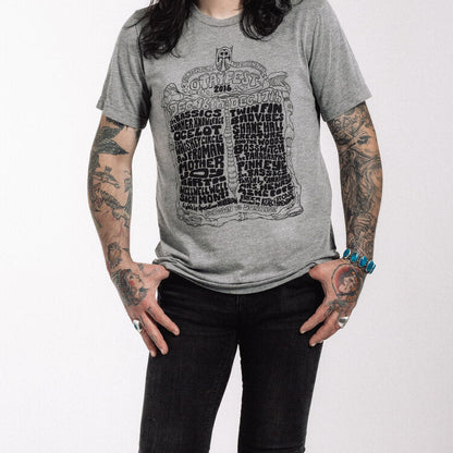 Blind Owl Records Otay Fest 2016 heather grey t-shirt with lineup including Mrs. Henry, The Schizophonics, Sacri Monti, The Paragraphs, and Joy