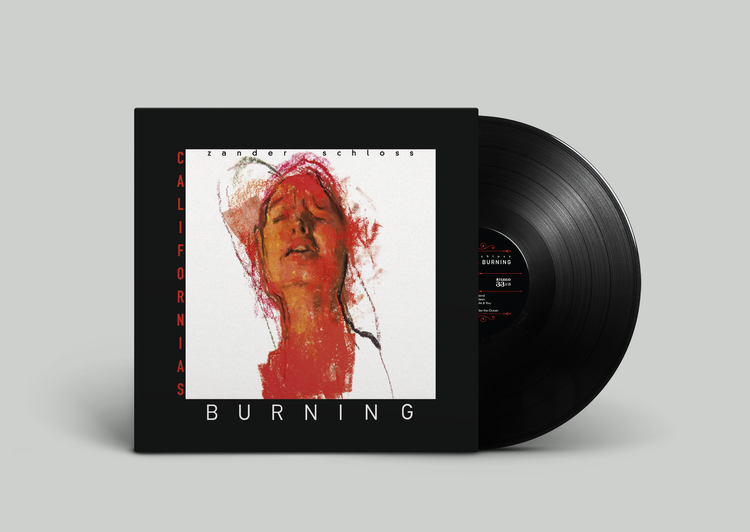 Zander Schloss California’s Burning vinyl LP cover with artwork by Martin Campos, Blind Owl Records 2023