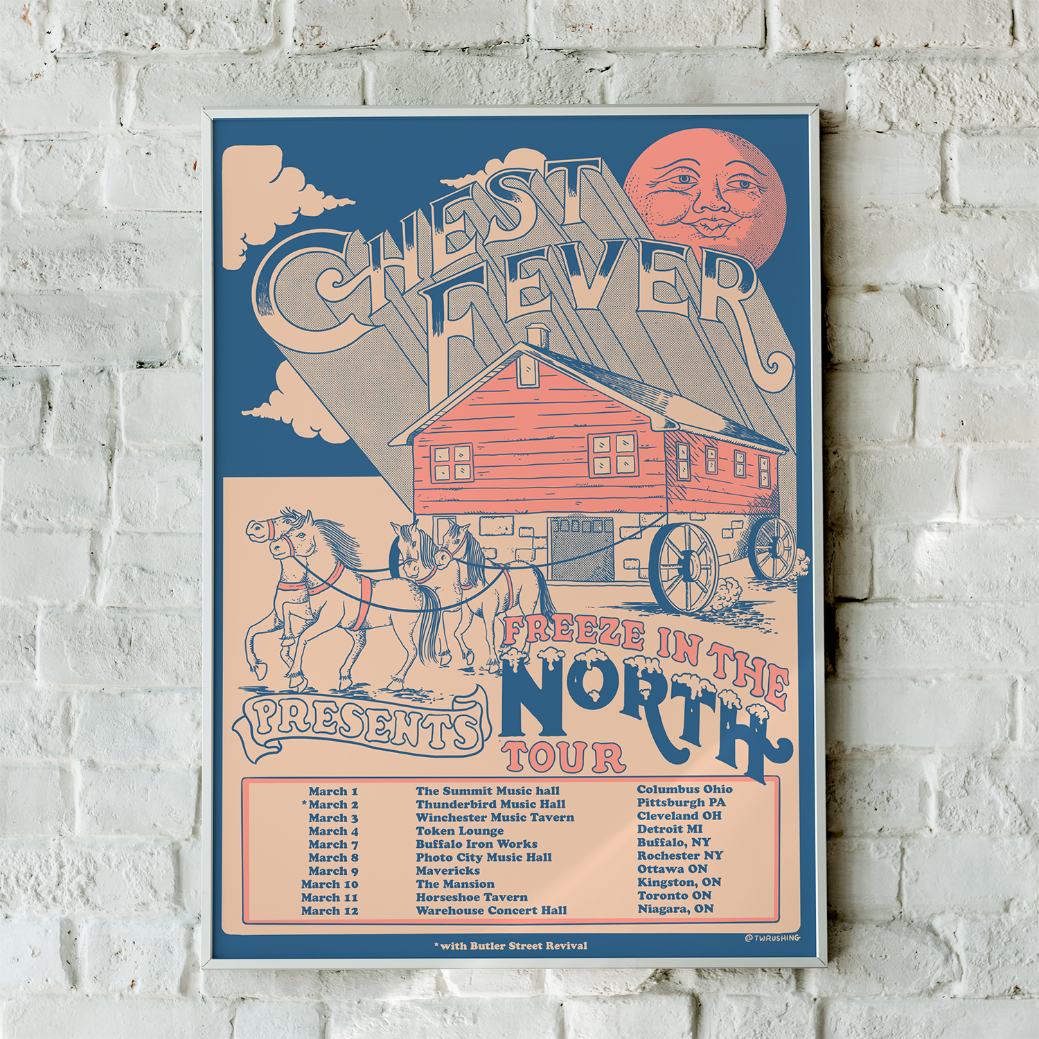 Chest Fever Freeze in the North 18x24 poster with artwork by Taylor W. Rushing for the Big Pink Revival Tour.